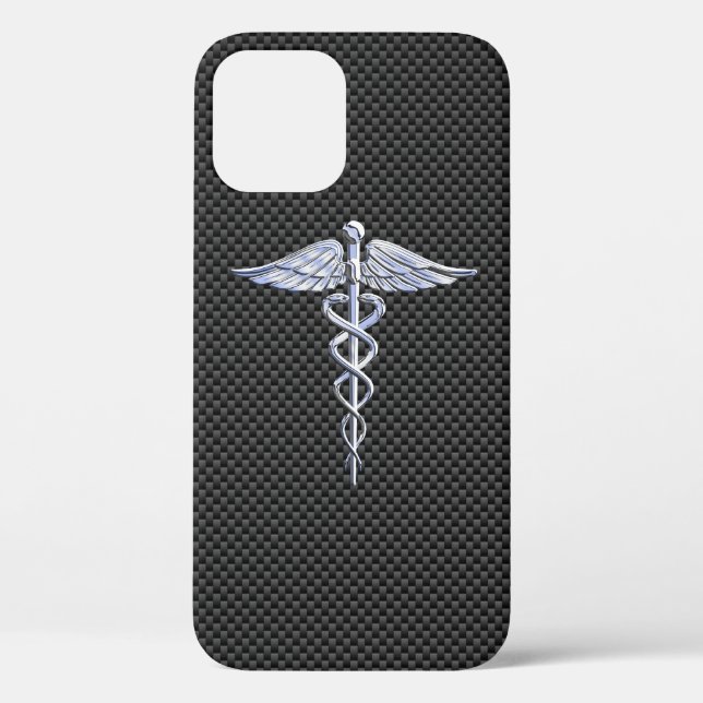 Funda De Case-Mate Para iPhone Impresión cromada de fibra de carbono con símbolo  (Reverso )