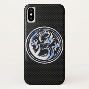 Funda Para iPhone X Impresión cromada de fibra de carbono negro del Es