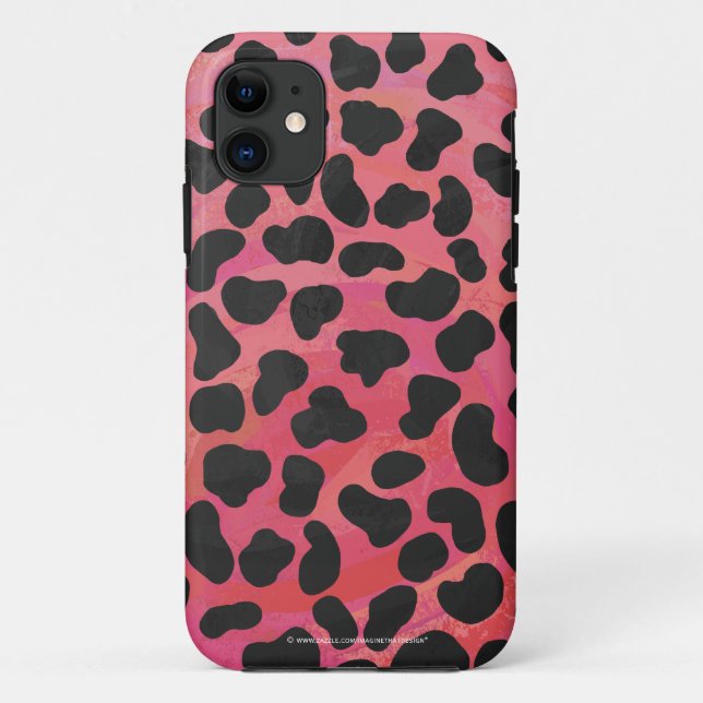 Funda De Case-Mate Para iPhone Impresión dálmata en negro y rojo (Reverso)