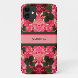 Funda Para iPhone 11 Impresión de aceite abstracta de dos rosas rosadas
