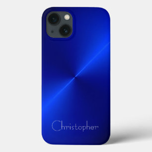 Funda Para iPhone 13 Impresión de acero inoxidable azul brillante de ti