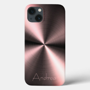 Funda Para iPhone 13 Impresión de acero inoxidable de bronce plateado