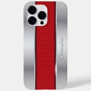 Funda Para iPhone 14 Pro Max De Case-Mate Impresión de acero inoxidable de plata roja de tit
