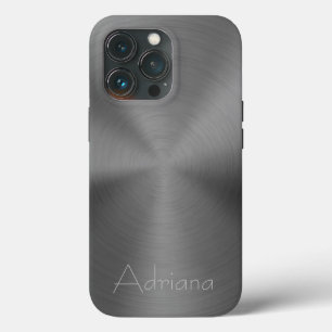 Funda Para iPhone 13 Pro Impresión de acero inoxidable gris plateado de tit