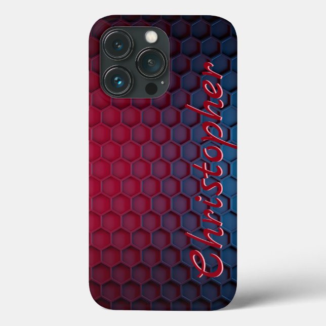 Funda De Case-Mate Para iPhone Impresión de acero inoxidable titanio rojo y azul (Reverso )