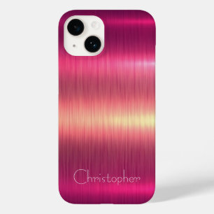 Funda Para iPhone 14 De Case-Mate Impresión de acero inoxidable titanio rosa y plate