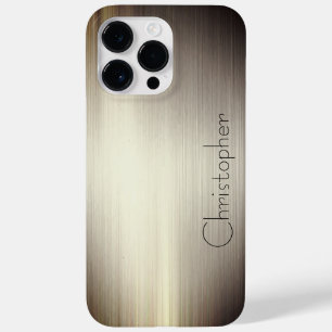 Funda Para iPhone 14 Pro Max De Case-Mate Impresión de acero inoxidable Titanium Gold