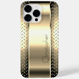 Funda Para iPhone 14 Pro Max De Case-Mate Impresión de acero inoxidable Titanium Gold