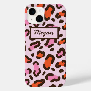Funda Para iPhone 14 De Case-Mate Impresión de animal de leopardo rosa y naranja per