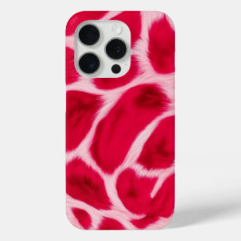Funda Para iPhone 15 Pro Impresión de animal leopardo rosa rojo chic femeni