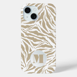 Funda Para iPhone 15 Impresión de animales de color beige monogramada