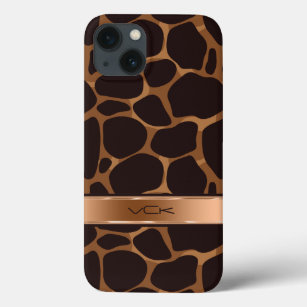 Funda Para iPhone 13 Impresión de animales de leopardo de cobre y marró