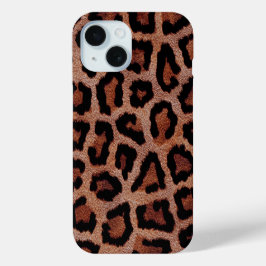 Funda Para iPhone 15 Impresión de animales de leopardo negro rojo dorad