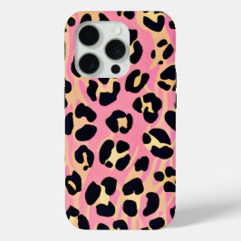 Funda Para iPhone 15 Pro Impresión de animales de leopardo rosa de la Moda 