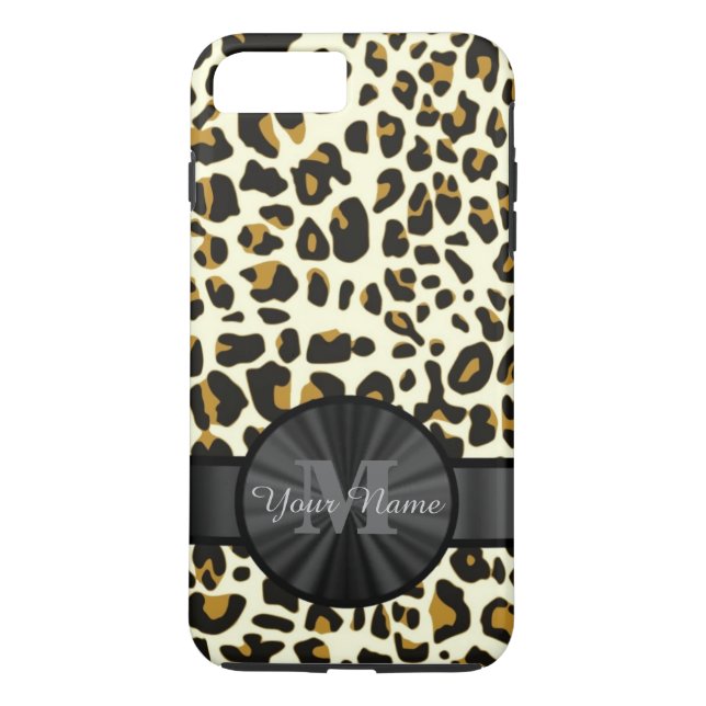 Funda De Case-Mate Para iPhone Impresión de animales leopardo monogramada (Reverso)