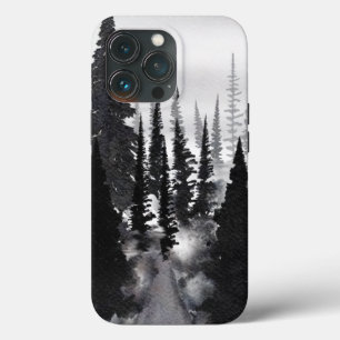 Funda Para iPhone 13 Pro Impresión de arte de acuarela de bosques de pino m