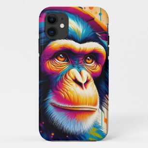 Funda Para iPhone 11 Impresión de arte de chimpancé de gorila de mono d