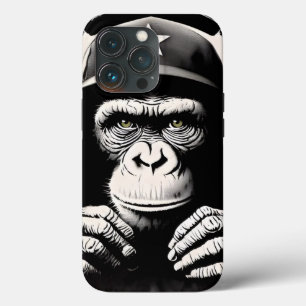 Funda Para iPhone 13 Pro Impresión de arte de chimpancé de gorila de mono d