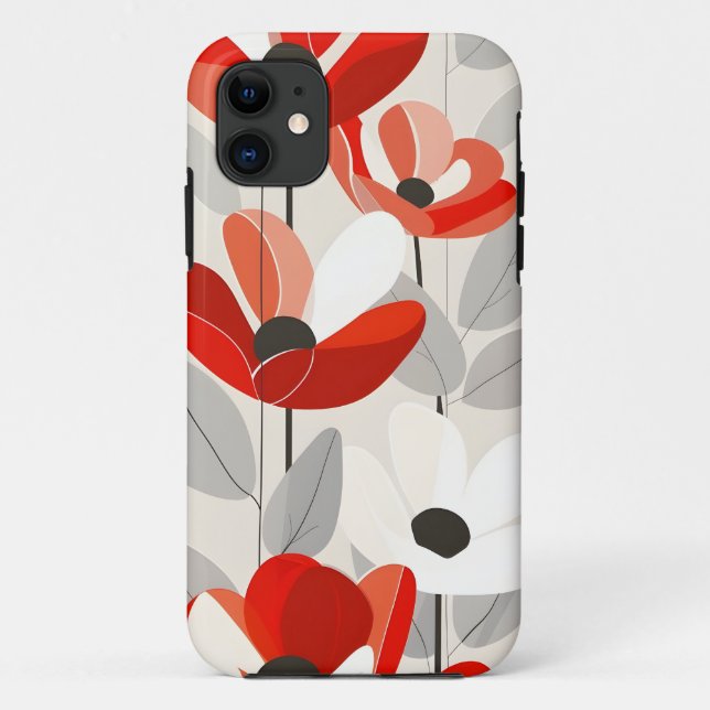 Funda De Case-Mate Para iPhone Impresión de arte floral moderno (Reverso)