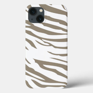 Funda Para iPhone 13 Impresión de cebra blanca crema marrón