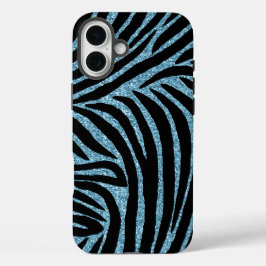 Funda Para iPhone 13 Impresión de cebra de brillo Aqua Faux