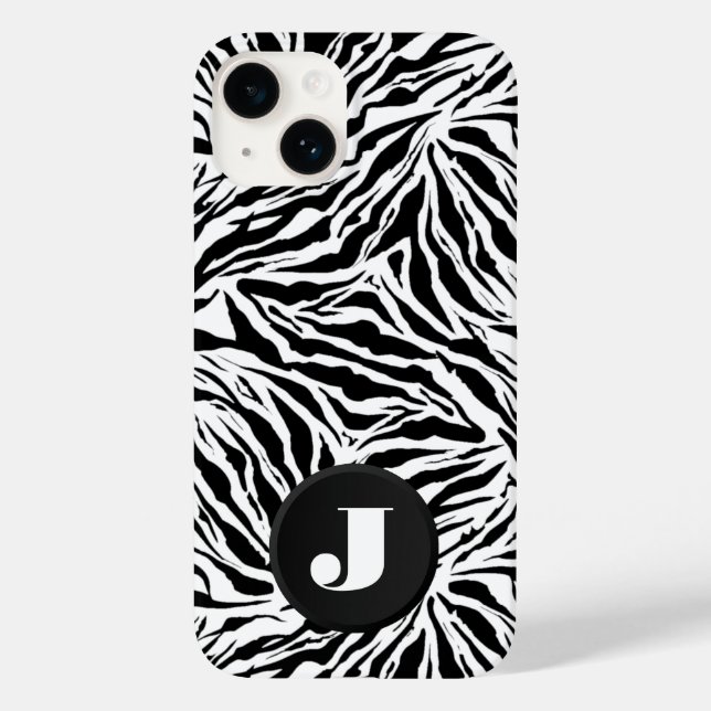 Funda De Case-Mate Para iPhone Impresión de cebra monograma (Reverso )