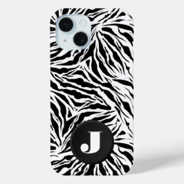 Funda Para iPhone 15 Impresión de cebra monogramada