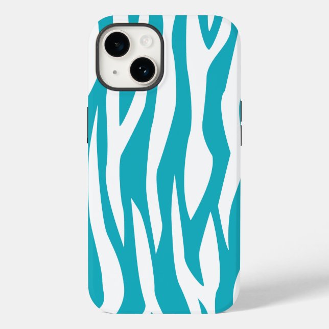 Funda De Case-Mate Para iPhone Impresión de cebra turquesa (Reverso )