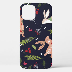 Funda Para iPhone 12 Impresión de conejito de arte folclórico escandina