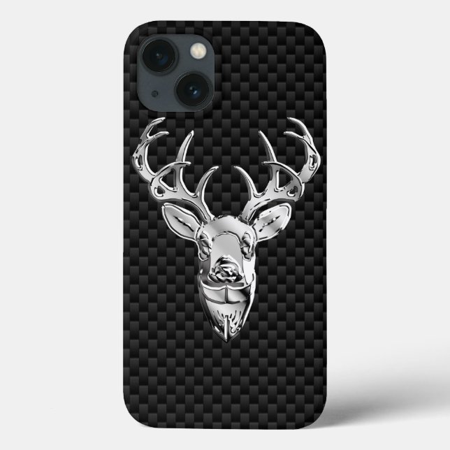 Funda De Case-Mate Para iPhone Impresión de Deer on Carbon Fibra Style (Reverso)