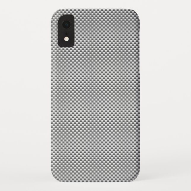 Funda De Case-Mate Para iPhone Impresión de fibra de carbono blanco plateado (Reverso)
