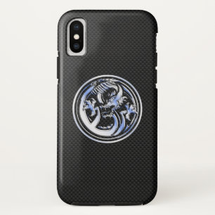 Funda Para iPhone XS Impresión de fibra de carbono cromada como Escudo 