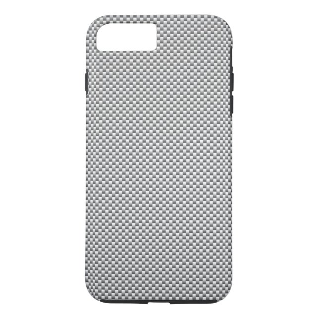 Funda De Case-Mate Para iPhone Impresión de fibra de carbono plateado (Reverso)