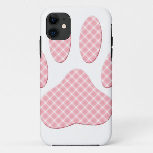 Funda Para iPhone 11 Impresión De Hojas De Perro De Tartán Rosadas Y Bl