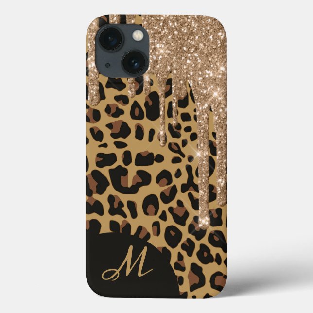 Funda De Case-Mate Para iPhone Impresión de jaguar con Purpurina en manchas marro (Reverso)