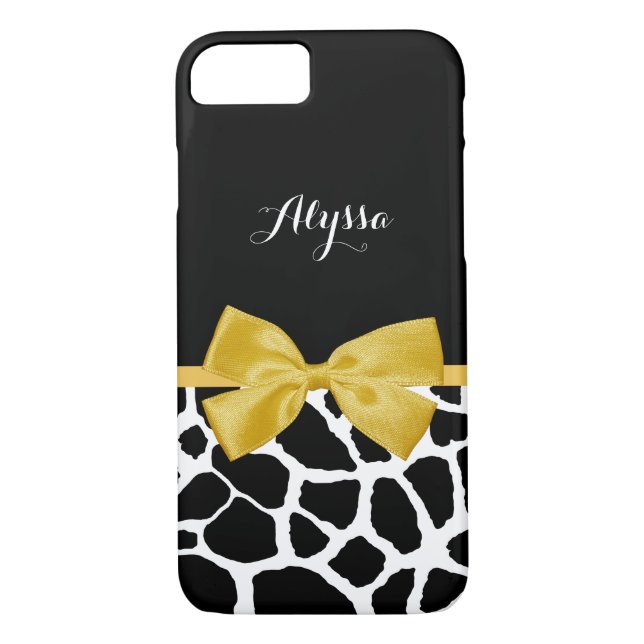 Funda De Case-Mate Para iPhone Impresión de jirafa de bonito con nombre amarillo  (Reverso)