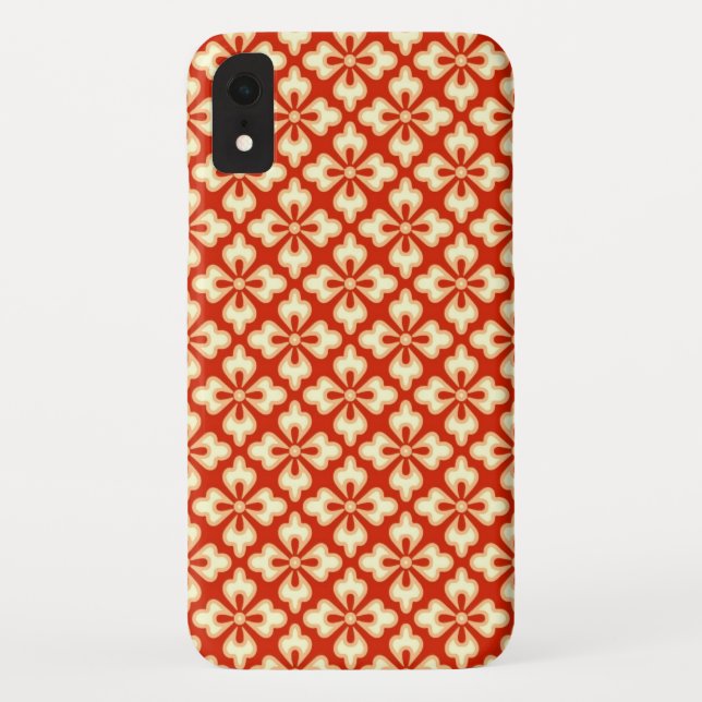 Funda De Case-Mate Para iPhone Impresión de kimono floral, naranja de mandarina (Reverso)