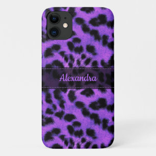 Funda Para iPhone 11 Impresión de la piel del leopardo de la nieve púrp