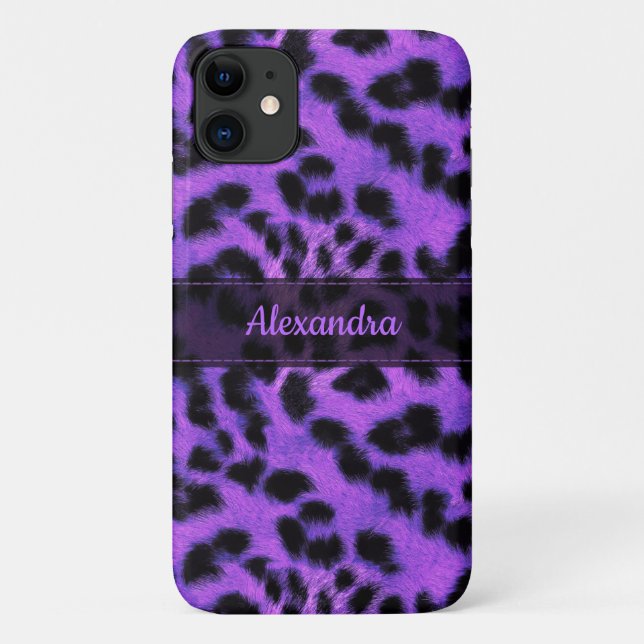 Funda De Case-Mate Para iPhone Impresión de la piel del leopardo de la nieve púrp (Reverso)