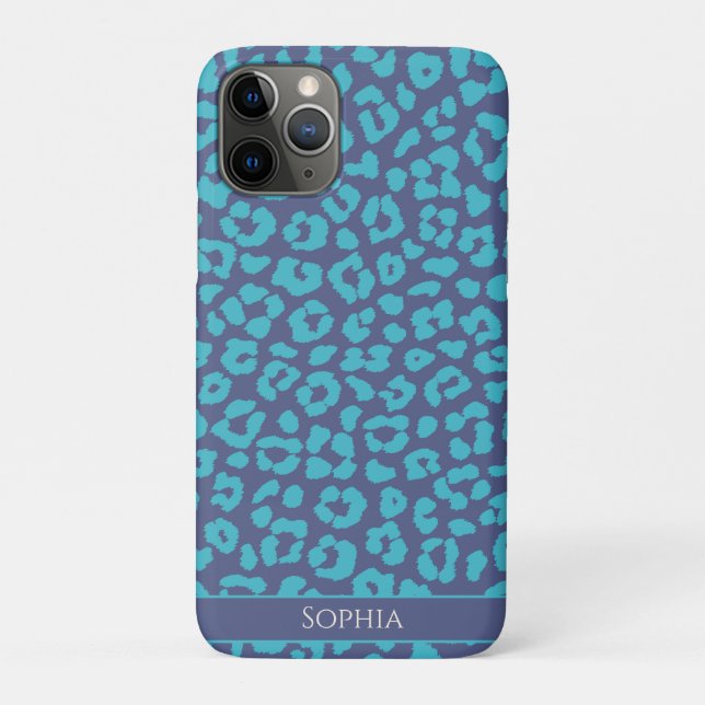 Funda De Case-Mate Para iPhone Impresión de leopardo azul (Reverso)