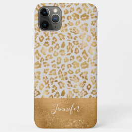 Funda Para iPhone 11 Pro Max Impresión de leopardo blanco dorado de lujo