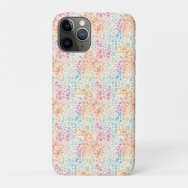 Funda De Case-Mate Para iPhone Impresión de leopardo de acuarela arcoíris pastel (Reverso)