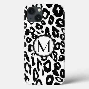 Funda Para iPhone 13 Impresión de leopardo en blanco y negro