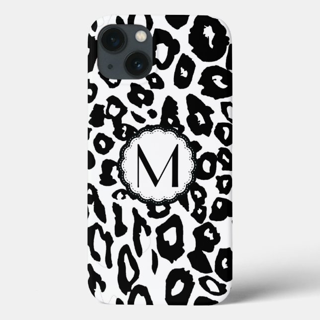Funda De Case-Mate Para iPhone Impresión de leopardo en blanco y negro (Reverso)