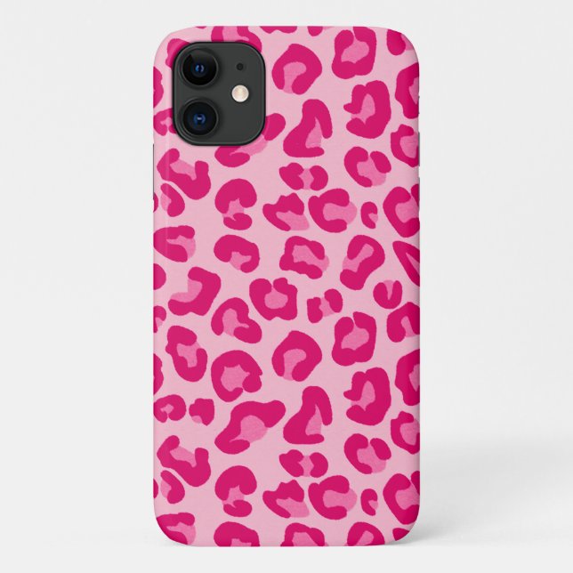 Funda De Case-Mate Para iPhone Impresión de leopardo en rosa pastel, rosa calient (Reverso)