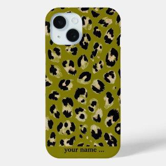 Funda Para iPhone 15 Impresión de leopardo kaki