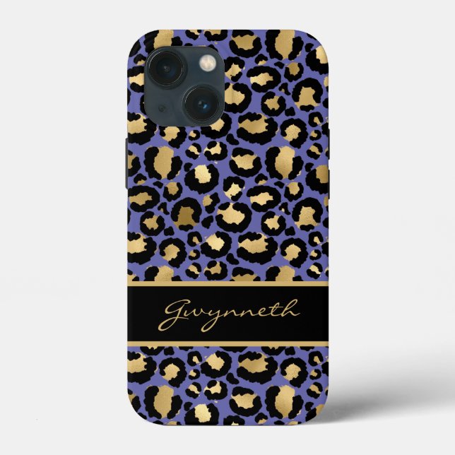 Funda De Case-Mate Para iPhone Impresión de leopardo negro muy peri púrpura (Reverso )