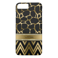 Impresión de leopardo negro y dorado y Zigzag Chev