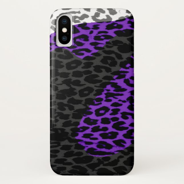 Funda De Case-Mate Para iPhone Impresión de leopardo negro y púrpura (Reverso)