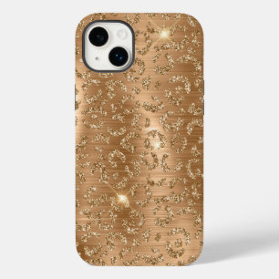Funda Para iPhone 14 Plus De Case-Mate Impresión de leopardo Purpurina de oro de Glam